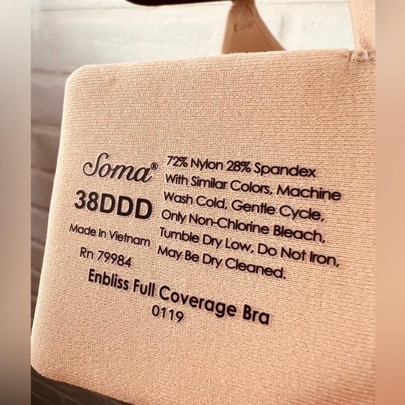 NWT Soma Enbliss Full Coverage Lined Underwire Bra 38 DDD Soft Tan Nude #0471 - Picture 8 of 13